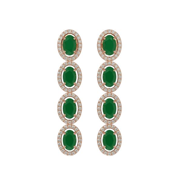 6.47 ctw Emerald & Diamond Micro Pave Halo Earrings 10k Rose Gold - REF-143R6K