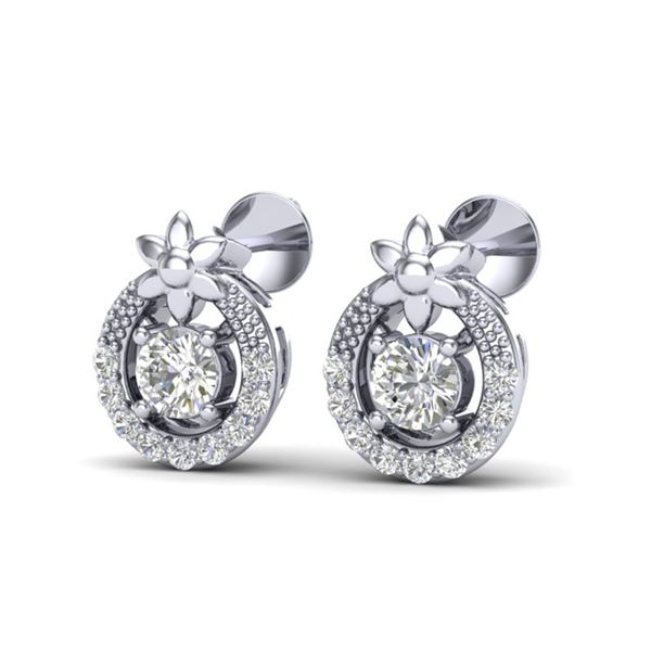 0.40 ctw Micro Pave VS/SI Diamond Certified Halo Earrings 18k White Gold - REF-27Y8X