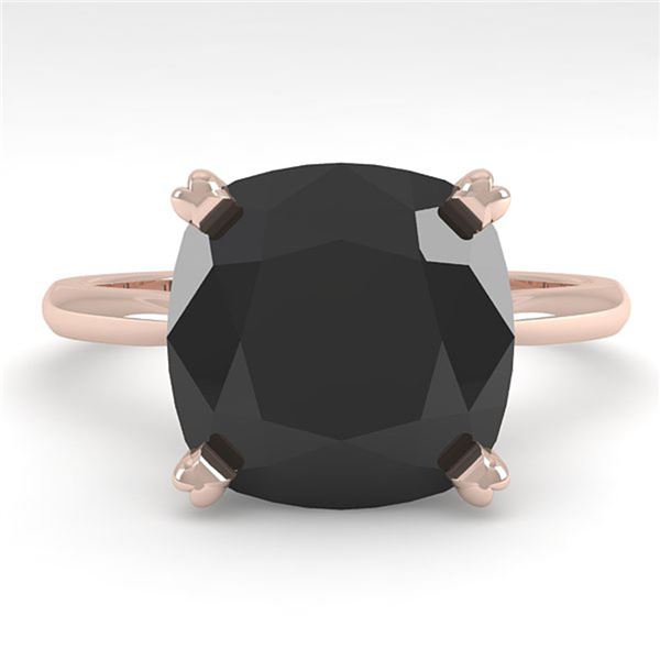 6.0 ctw Cushion Black Diamond Engagment Designer Ring 18k Rose Gold - REF-133X8A