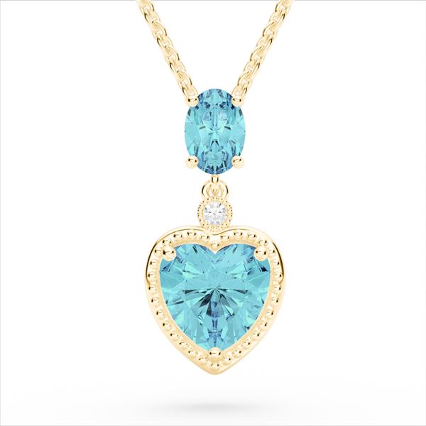 4 ctw Sky Blue Topaz & VS/SI Diamond Heart Necklace 10k Yellow Gold - REF-21W3H