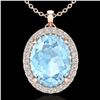 2.75 ctw Aquamarine & Micro VS/SI Diamond Halo Necklace 14k Rose Gold - REF-42F3M