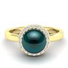 Image 1 : 0.25 ctw Micro Pave VS/SI Diamond & Peacock Pearl Ring 18k Yellow Gold - REF-41F6M