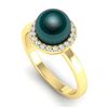 Image 2 : 0.25 ctw Micro Pave VS/SI Diamond & Peacock Pearl Ring 18k Yellow Gold - REF-41F6M