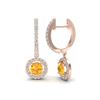 Image 2 : 1.75 ctw Citrine & Micro Pave VS/SI Diamond Earrings 14k Rose Gold - REF-56F2M