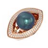 Image 3 : 1 ctw Diamond & Pearl Ring 18K Rose Gold - REF-169H3R