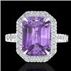 Image 1 : 5.03 ctw Amethyst & Micro Pave VS/SI Diamond Ring 18k White Gold - REF-46F5M