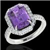 Image 2 : 5.03 ctw Amethyst & Micro Pave VS/SI Diamond Ring 18k White Gold - REF-46F5M