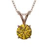 Image 1 : 0.53 ctw Certified Intense Yellow Diamond Necklace 10k Rose Gold - REF-57A8N