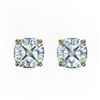 Image 1 : 3 ctw Cushion Cut Aquamarine Designer Stud Earrings 18k Yellow Gold - REF-40M9G