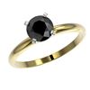 Image 2 : 1 ctw Fancy Black Diamond Solitaire Engagment Ring 10k Yellow Gold - REF-22N3F