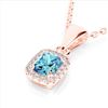 1.25 ctw Sky Blue Topaz & Micro VS/SI Diamond Halo Necklace 10k Rose Gold - REF-20N5F