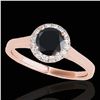 Image 1 : 1.11 ctw Certified VS Black Diamond Solitaire Halo Ring 10k Rose Gold - REF-39H5R