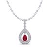 Image 2 : 1.15 ctw Ruby & Micro Pave VS/SI Diamond Necklace 14k White Gold - REF-49R3K