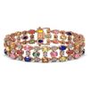 Image 1 : 18.16 ctw Multi Color Sapphire & Diamond Row Bracelet 10K Rose Gold - REF-250F9M