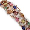 Image 3 : 18.16 ctw Multi Color Sapphire & Diamond Row Bracelet 10K Rose Gold - REF-250F9M