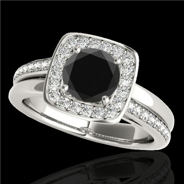 1.33 ctw Certified VS Black Diamond Solitaire Halo Ring 10k White Gold - REF-53G2W