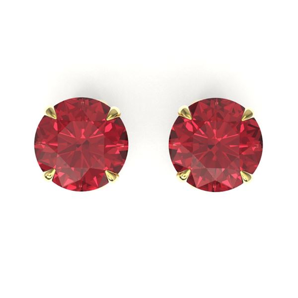 3 ctw Pink Tourmaline Designer Stud Earrings 18k Yellow Gold - REF-49W3H