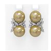 Image 1 : 0.96 ctw Diamond & Pearl Earrings 18K White Gold - REF-124K5Y