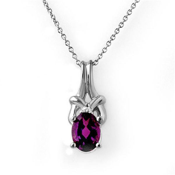 0.77 ctw Amethyst & Diamond Pendant 18k White Gold - REF-12G3W