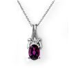 Image 1 : 0.77 ctw Amethyst & Diamond Pendant 18k White Gold - REF-12G3W