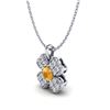 Image 2 : 0.27 ctw Citrine & Micro Pave VS/SI Diamond Necklace 18k White Gold - REF-22W3H