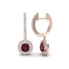 Image 2 : 1.75 ctw Garnet & Micro VS/SI Diamond Certified Earrings 14k Rose Gold - REF-56H2R
