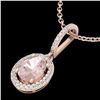 Image 2 : 1.60 ctw Morganite & Micro VS/SI Diamond Necklace Halo 14k Rose Gold - REF-46A8N
