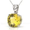 Image 1 : 6 ctw Cushion Cut Citrine Designer Solitaire Necklace 18k White Gold - REF-33A3N