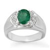 Image 1 : 2.15 ctw Emerald & Diamond Men's Ring 10k White Gold - REF-47W9H
