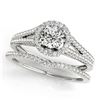 0.96 ctw Certified VS/SI Diamond 2pc Wedding Set Halo 14k White Gold - REF-105F2M
