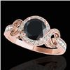 1.33 ctw Certified VS Black Diamond Solitaire Halo Ring 10k Rose Gold - REF-47Y5X