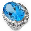 Image 1 : 18.15 ctw Blue Topaz & Diamond Ring 10k White Gold - REF-49N3F