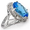 Image 2 : 18.15 ctw Blue Topaz & Diamond Ring 10k White Gold - REF-49N3F