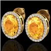 Image 1 : 5.50 ctw Citrine & Micro VS/SI Diamond Halo Earrings 18k Yellow Gold - REF-49W2H
