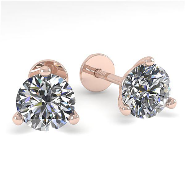 0.50 ctw Certified VS/SI Diamond Stud Earrings Martini 18k Rose Gold - REF-55G5W