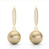 Image 1 : 0.18 ctw Micro Pave VS/SI Diamond with Pearl Earrings 18k Yellow Gold - REF-25Y9X
