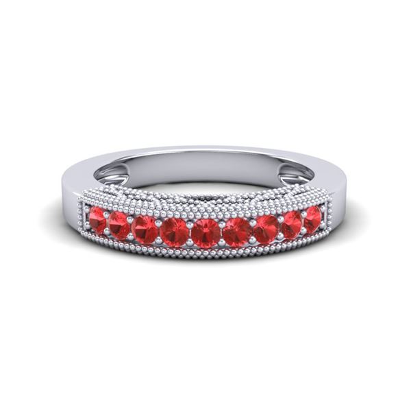 0.50 ctw RED Sapphire Band Art Deco 10k White Gold - REF-13N2F