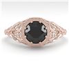 1.0 ctw Black Certified Diamond Ring Art Deco 14k Rose Gold - REF-35F2M