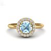 0.75 ctw Sky Blue Topaz & Micro Pave VS/SI Diamond Ring 18k Yellow Gold - REF-33G3W