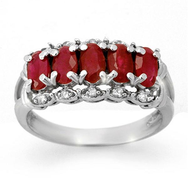 2.0 ctw Ruby & Diamond Ring 10k White Gold - REF-21N4F
