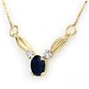 Image 1 : 1.30 ctw Blue Sapphire & Diamond Necklace 10k Yellow Gold - REF-14X2A