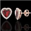 Image 2 : 2.22 ctw Garnet & Micro Pave Diamond Earrings Heart 14k Rose Gold - REF-38K2Y