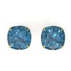 Image 1 : 12 ctw Cushion London Blue Topaz Designer Stud Earrings 18k Yellow Gold - REF-36W6H