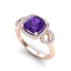 Image 2 : 3.75 ctw Amethyst & Micro VS/SI Diamond Certified Ring 14k Rose Gold - REF-42Y6X