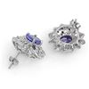 Image 2 : 3.70 ctw Tanzanite & Diamond Earrings 14k White Gold - REF-108W8H