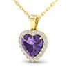 Image 2 : 1 ctw Amethyst & Micro Diamond Heart Necklace Heart 14k Yellow Gold - REF-21R3K