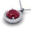 2 ctw Ruby & Halo VS/SI Diamond Micro Pave Necklace 18k White Gold - REF-34X4A
