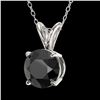 Image 2 : 1 ctw Fancy Black Diamond Solitaire Necklace 10k White Gold - REF-21R5K