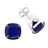 Image 2 : 12 ctw Cushion Sapphire Designer Earrings 18k White Gold - REF-40H9R