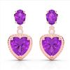 8 ctw Amethyst & VS/SI Diamond Designer Heart Earrings 10k Rose Gold - REF-32M8G